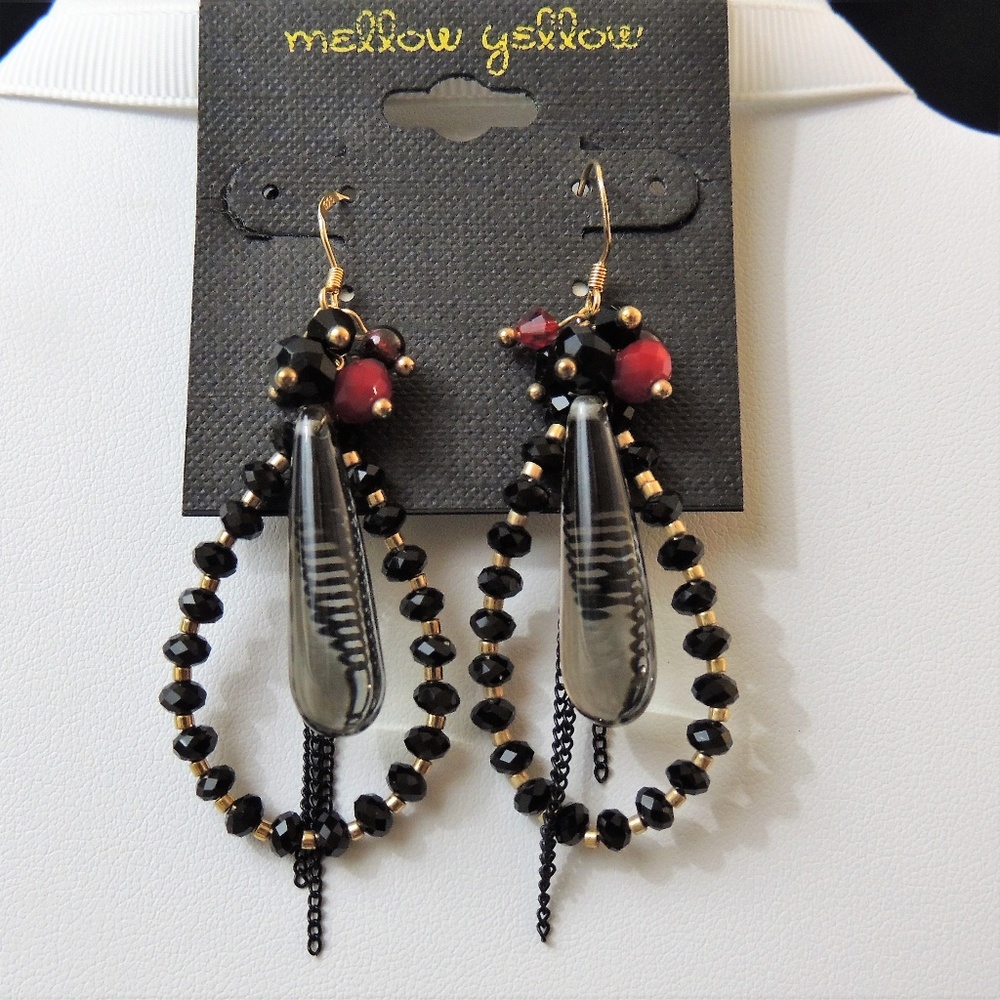 Tassel Earrings Red and Black